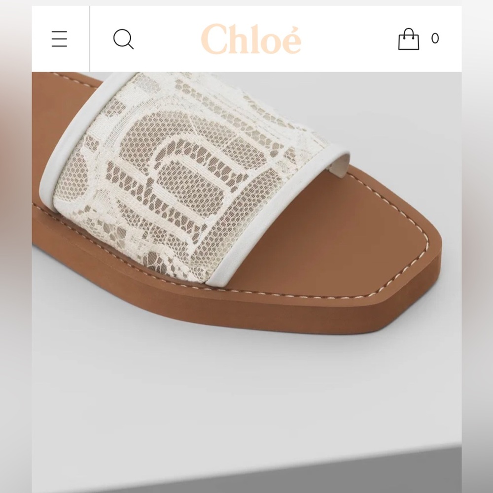 Chloe Flat Mule Slide in Lace - size 39 - Like New!